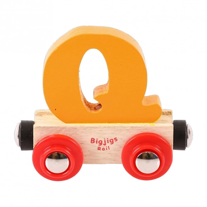 Leseni voziček Bigjigs Rail s črko Q