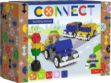 Gradbeni komplet Connect 3v1 – reševalna vozila, 161 delov