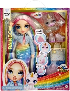 Rainbow High Amaya – klasična modna punčka s sluzjo in samorogovim ljubljenčkom