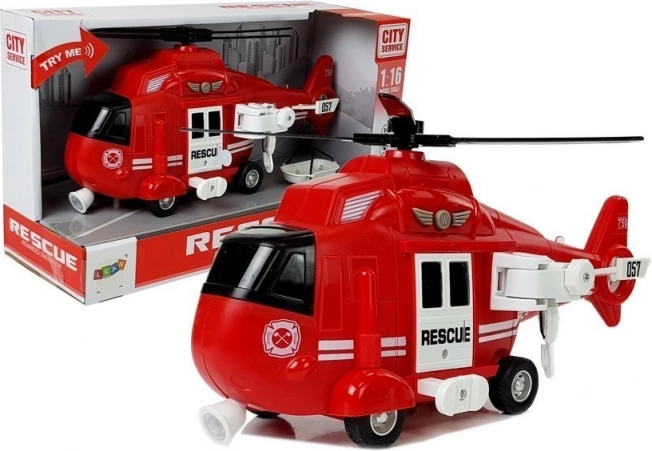 Reševalni helikopter Gasilska enota 1:16 s kavljem, zvoki in lučmi