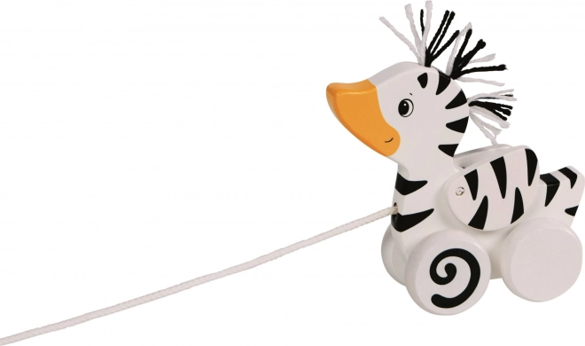 Goki lesena vlečna račka z zebrastim vzorcem