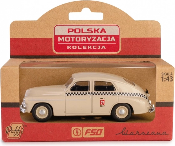 Zgodovinsko vozilo PRL Warszawa M20 taxi peščeni model