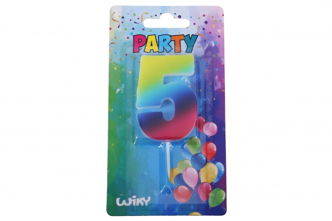 Party svečka številka 5 mavrična