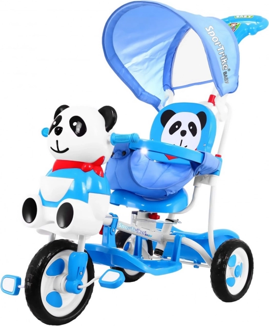 Otroški tricikel Panda s strešico in starševskim ročajem – Modra
