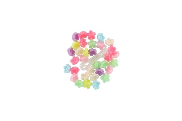 Plastične perle rožice z vrvico 2 vrsti v vrečki 6,5x11x1cm