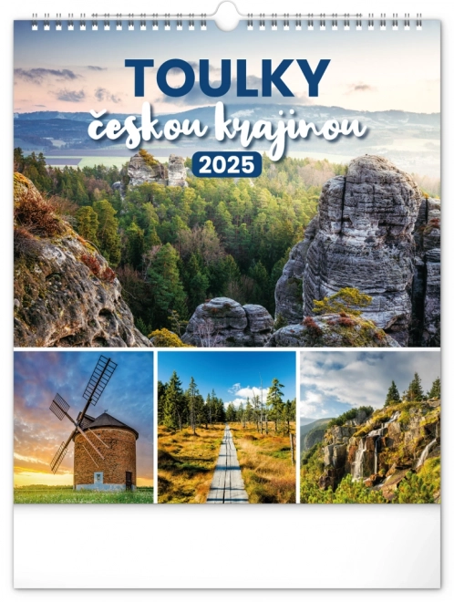 NOTIQUE Stenski koledar Pohodniške poti po Češki krajini 2025, 30 x 34 cm