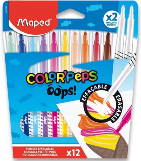 Flomastri MAPED Color’Peps Oops 12 barv + 2 izbrisovalnika