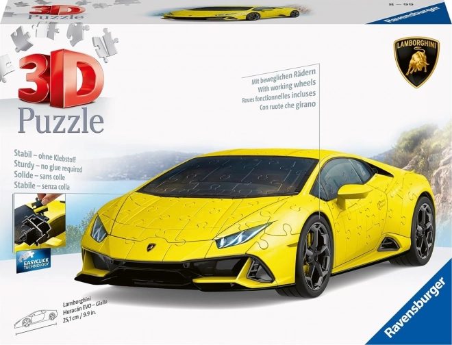 3D 3D-puzzle model Lamborghini Huracán Evo rumen od Ravensburgerja