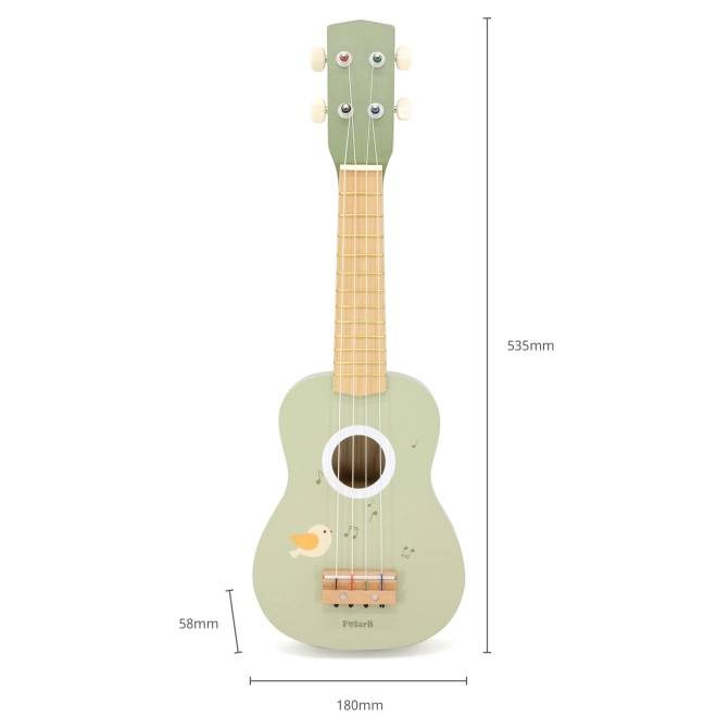 Leseno ukulele za otroke zeleno z notami