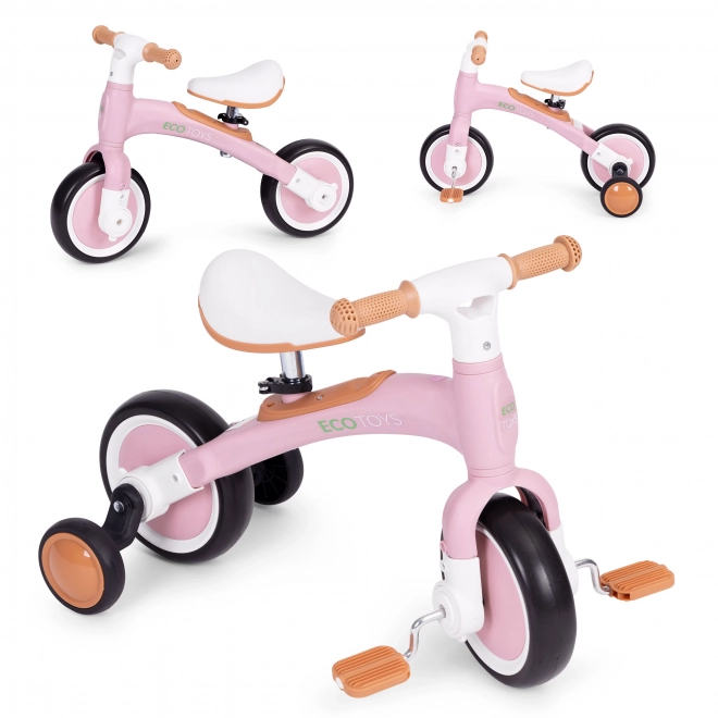 Ravnotežno kolo s pedali - vadbena kolesca 3v1 ECOTOYS – Roza