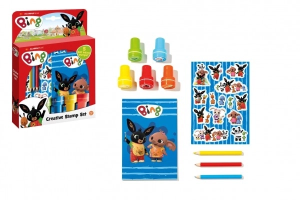 Set žigov in nalepk Bing Bunny v škatli 18x25x3,5cm