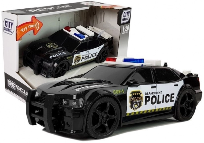 Policijski avto 1:20 Drive Fricative Sound Svetlobni efekti črna