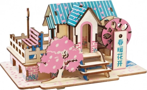 Woodcraft lesene 3D puzzle Pomladna hiša