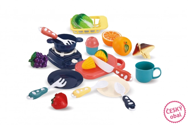 Kuhinjski set v košarici 26x19x14 cm - moder - češki ovitek