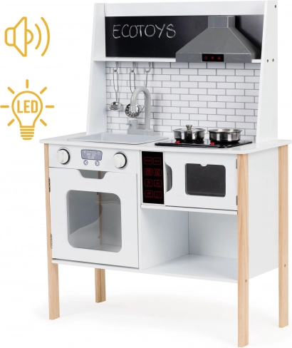 Lesena otroška kuhinjica s svetlobo in zvoki ECOTOYS