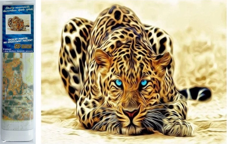 Diamantno slikanje – prežeči leopard 30 × 40 cm