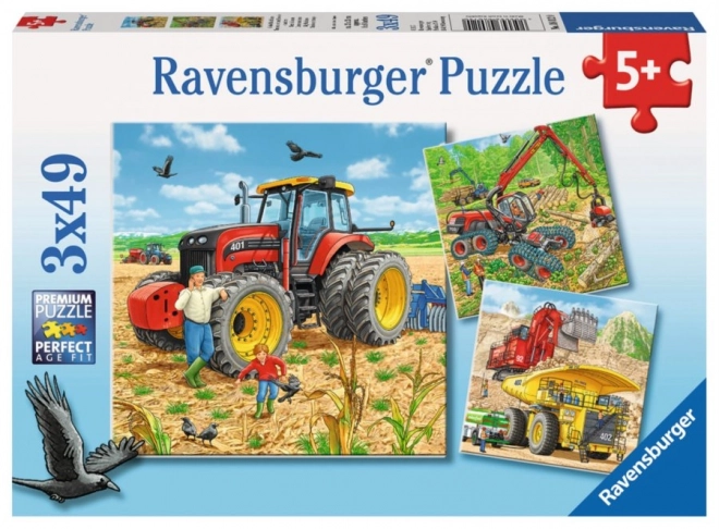 Ravensburger puzzle veliki stroji 3x49 kosov
