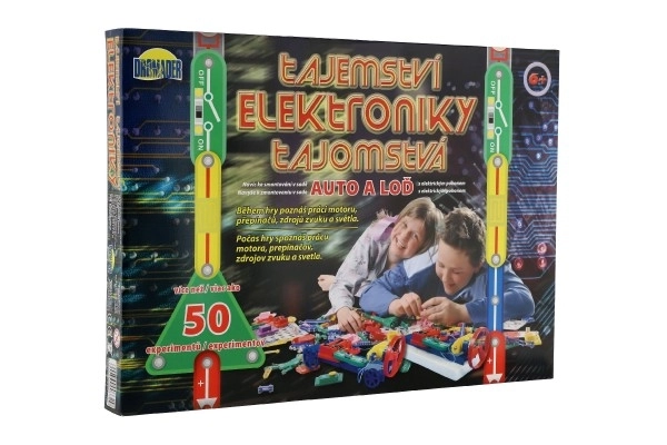 Skrivnost elektronike - Avto, ladja 50 eksperimentov na baterije v škatli 46,5x33,5x4cm od 6 let