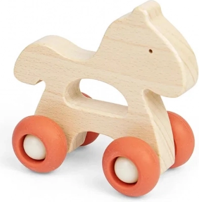 Bigjigs Toys Lesena živalca na kolescih
