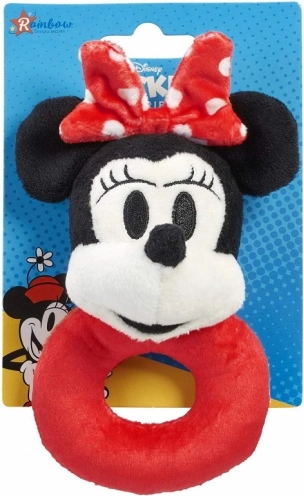 Plišasta ropotuljica MINNIE – mehak obroček za dojenčke