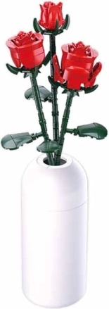 Sluban rdeča vrtnica v vazi – gradbeni set Flowers