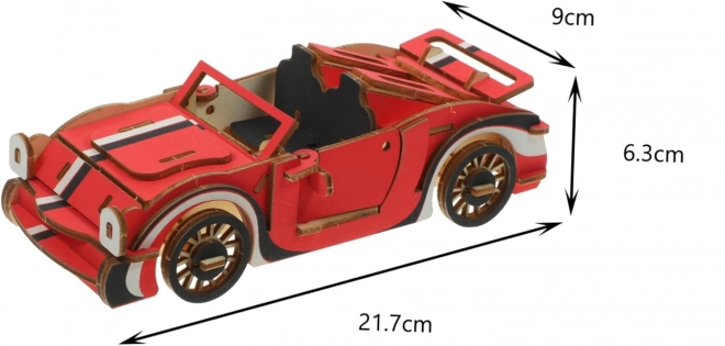 Woodcraft Lesene 3D sestavljanke Rdeči kabriolet