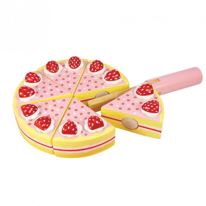 Bigjigs Toys Leseni rezalni kolač z jagodami