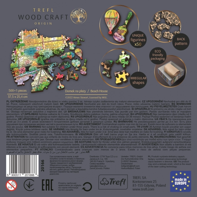 Zložljivo sestavljanko TREFL Wood Craft Origin Plažni dom 501 kosov