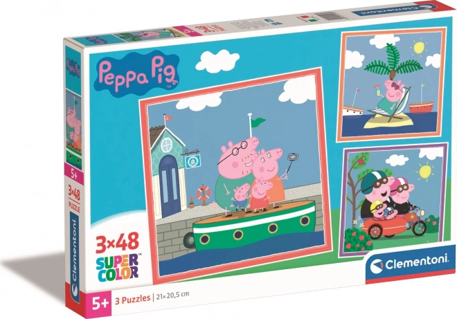 Clementoni puzzle Pujsa Pepa 3×48 koščkov