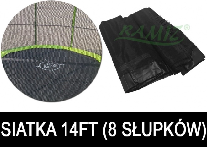Zaščitna mreža za vrtni trampolin 427 cm 14FT, 8 tunelov za stebre – črna