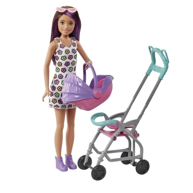 Lutka Barbie Varuška Skipper Voziček + komplet za dojenčka