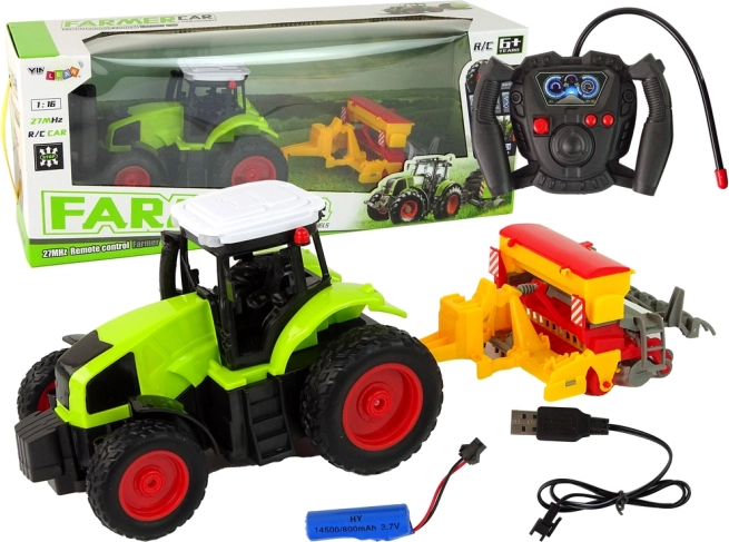 Otroški RC traktor s stiskalnico 1:16 zelen