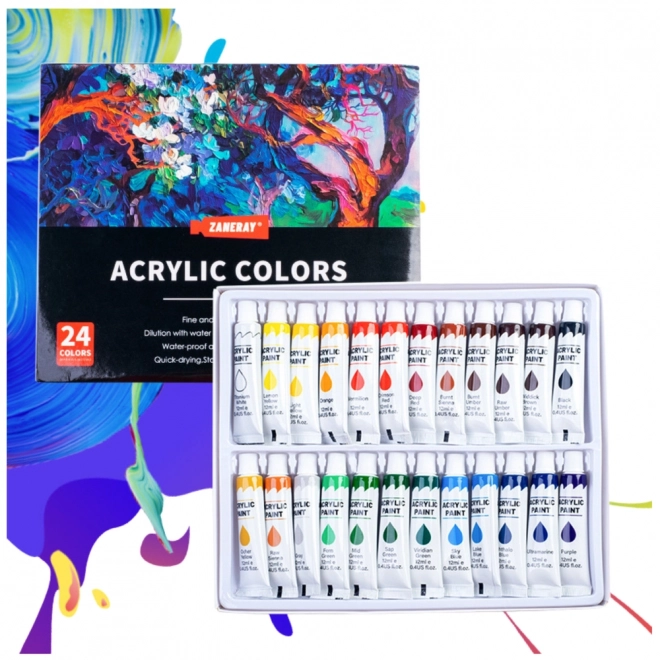 Set akrilnih umetniških barv 24×12 ml v tubah – bogato pigmentirane