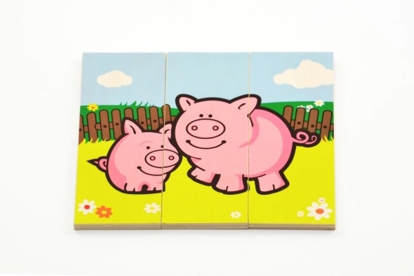 Lesene Puzzle Moje prve živalice 18 kosov za najmlajše v škatli 13x11,5x4,5cm 12m+ MPZ
