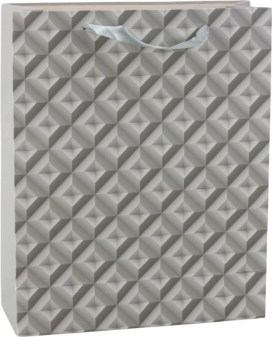 Darilna vrečka s 3D geometrijskim učinkom Siva 32 x 26 x 10,5 cm