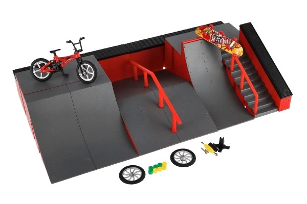 Skatepark - rampe, kolo za prste, plastični rolka za prste z dodatki 2 barvi v škatli 43x25x12cm