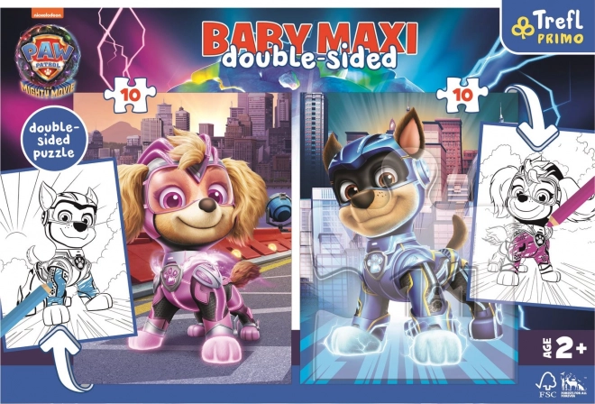 Sestavljanka MAXI dvostranska 2x10 kosov Junaški psi Tačkov patrulja/Paw patrol v škatli 40x27x6cm 24m+