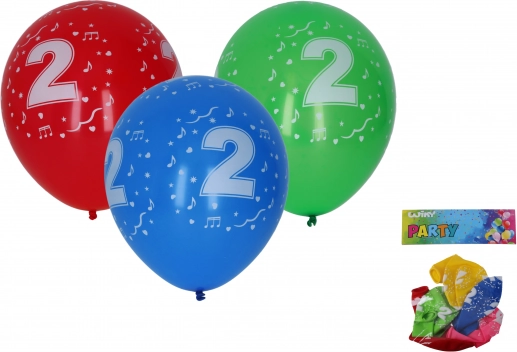 Nafukljivi baloni 30 cm s številko 2 – set 5 kosov