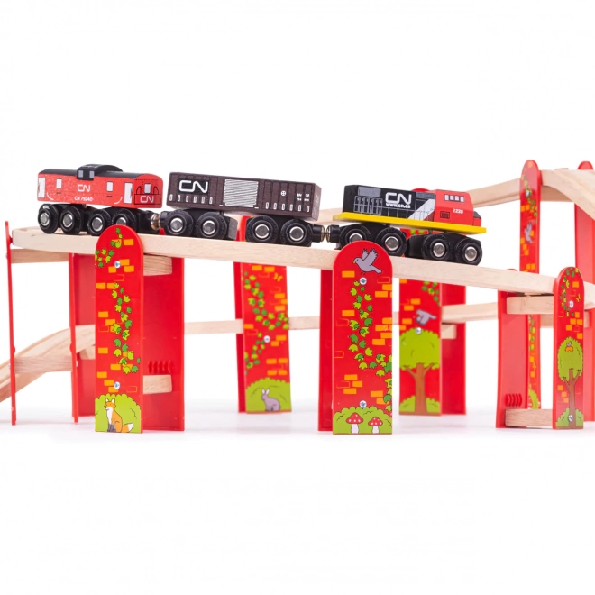 Bigjigs Rail večnivojna lesena železniška gradbena igrača