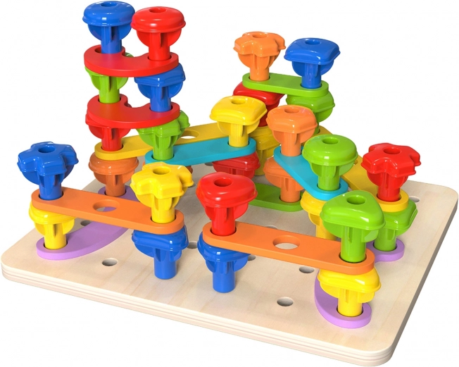 Večnamenska tabla Tooky Toy z barvnimi vijaki za učenje oblik