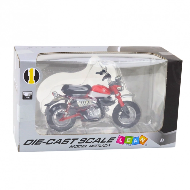 Retro kovinski motocikel rdeč 1:12