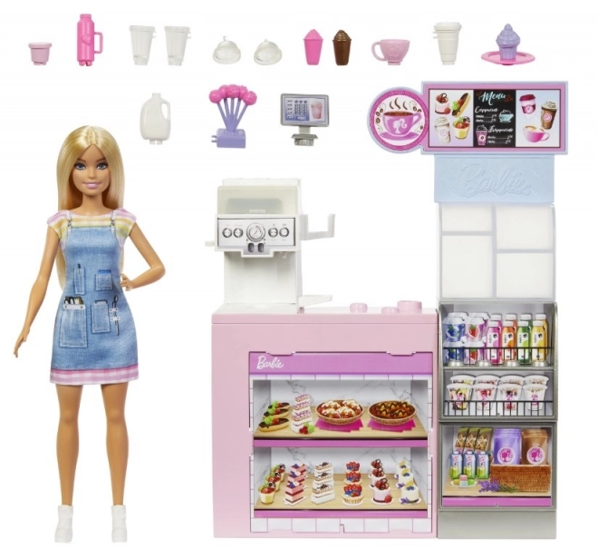 Barbie baristka v kavarni
