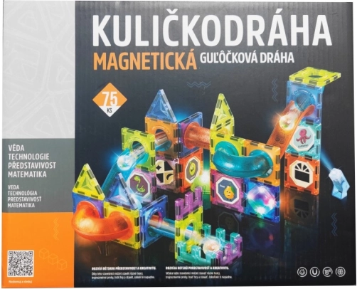 Magnetna kroglična proga s svetlobnimi učinki, 75 kosov