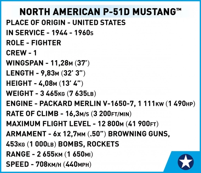 Konstrukcijski komplet letala P-51D Mustang COBI