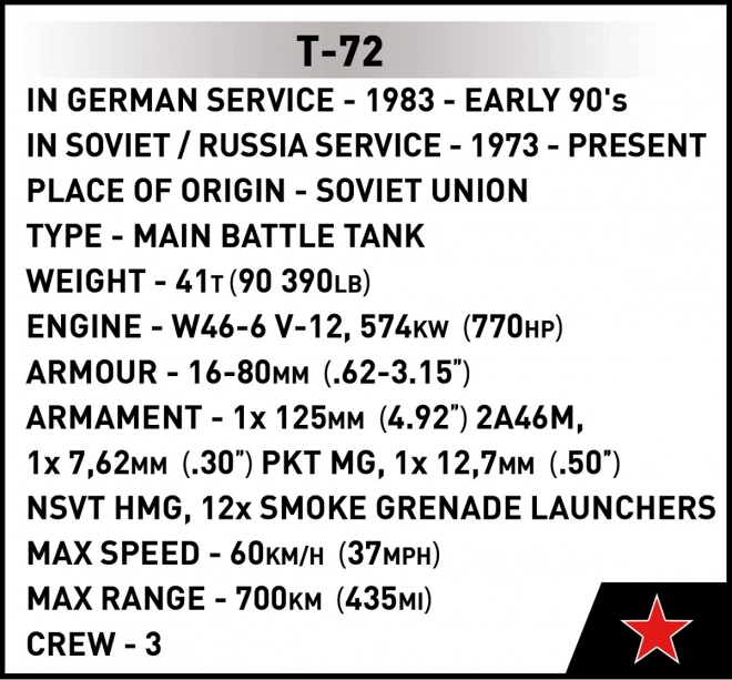 COBI 2625 Oborožene sile T-72 (DDR/SOVJET), 1:35, 680 k, 1 f