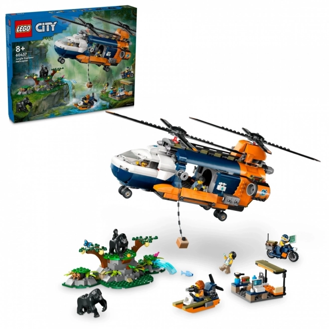 LEGO City 60437 Helikopter za raziskovanje džungle v osnovnem taborišču