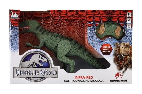 Hodeči IC velociraptor plast 50cm na baterije z zvokom in svetlobo v škatli 53x32,5x12cm