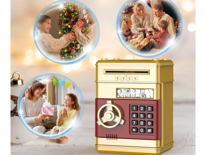 Elektronska škatla za denar s kodo zlatna