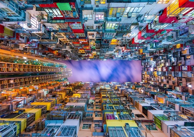 Enjoy puzzle Barviti stanovanjski blok Hongkong 1000 koščkov