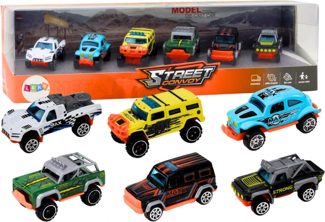 Set kovinskih terenskih avtomobilčkov 1:64, komplet 6 kosov